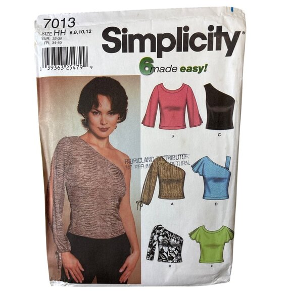 Simplicity 7013 Sewing Pattern For Womens Knit Tops Size HH (6-12) Uncut 2001 - Picture 1 of 5